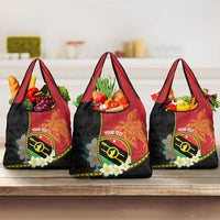 Personalised PNG Sauten Hailans Grocery Bag Papua New Guinea Plumeria Melanesian Pattern - Polynesian Pride