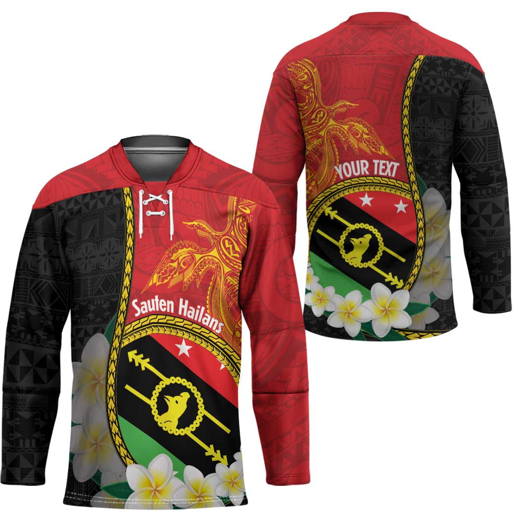 Personalised PNG Sauten Hailans Hockey Jersey Papua New Guinea Plumeria Melanesian Pattern - Polynesian Pride