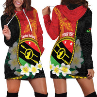 Personalised PNG Sauten Hailans Hoodie Dress Papua New Guinea Plumeria Melanesian Pattern - Polynesian Pride