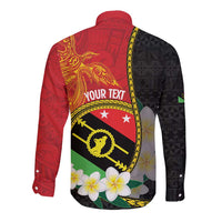 Personalised PNG Sauten Hailans Long Sleeve Button Shirt Papua New Guinea Plumeria Melanesian Pattern - Polynesian Pride