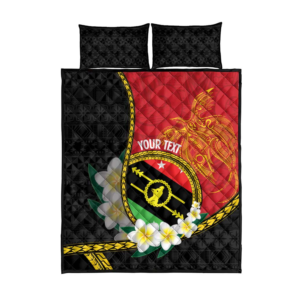 Personalised PNG Sauten Hailans Quilt Bed Set Papua New Guinea Plumeria Melanesian Pattern - Polynesian Pride