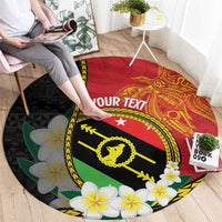 Personalised PNG Sauten Hailans Round Carpet Papua New Guinea Plumeria Melanesian Pattern - Polynesian Pride