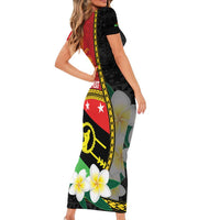 Personalised PNG Sauten Hailans Short Sleeve Bodycon Dress Papua New Guinea Plumeria Melanesian Pattern LT14 - Polynesian Pride