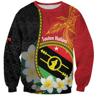 Personalised PNG Sauten Hailans Sweatshirt Papua New Guinea Plumeria Melanesian Pattern - Polynesian Pride