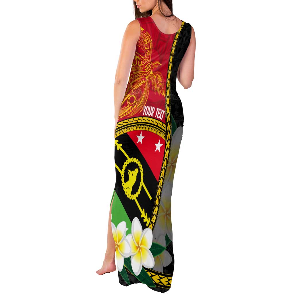 Personalised PNG Sauten Hailans Tank Maxi Dress Papua New Guinea Plumeria Melanesian Pattern - Polynesian Pride