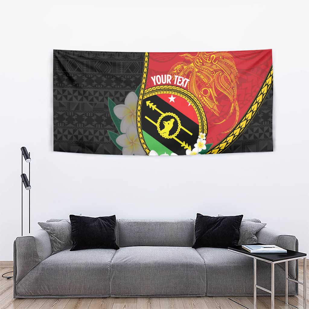 Personalised PNG Sauten Hailans Tapestry Papua New Guinea Plumeria Melanesian Pattern - Polynesian Pride