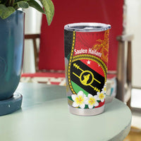 Personalised PNG Sauten Hailans Tumbler Cup Papua New Guinea Plumeria Melanesian Pattern - Polynesian Pride