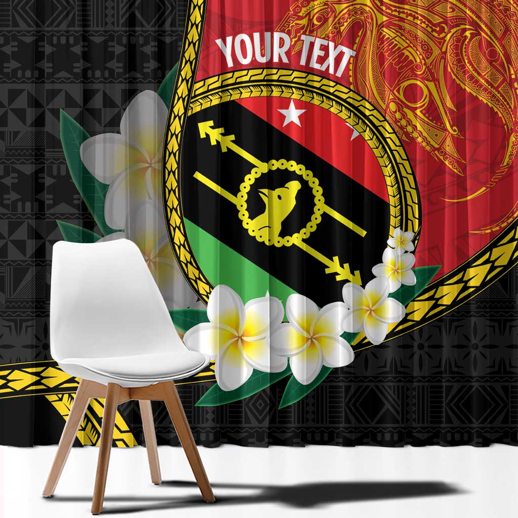 Personalised PNG Sauten Hailans Window Curtain Papua New Guinea Plumeria Melanesian Pattern - Polynesian Pride