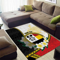 Personalised PNG Madang Provins Area Rug Papua New Guinea Plumeria Melanesian Pattern - Polynesian Pride