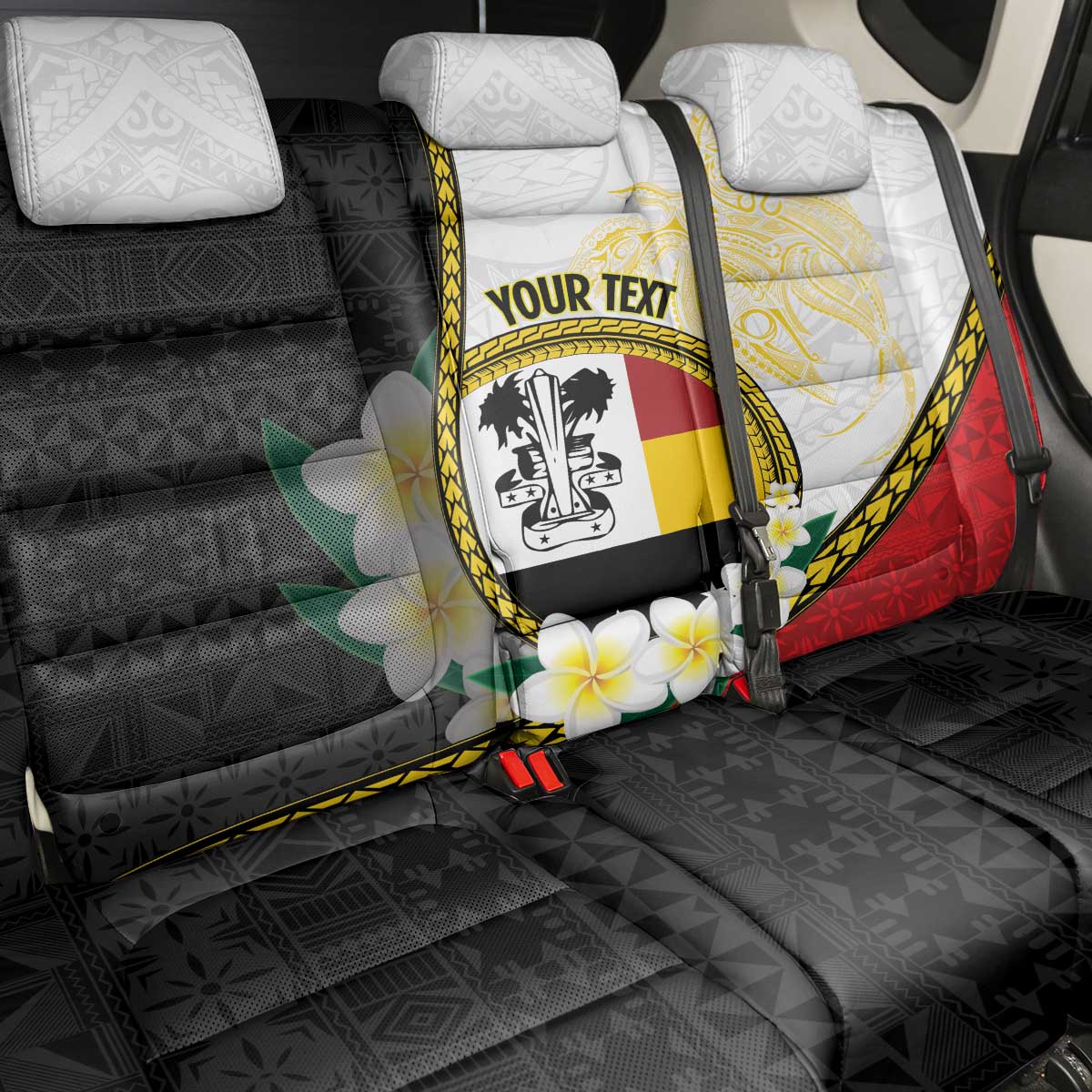 Personalised PNG Madang Provins Back Car Seat Cover Papua New Guinea Plumeria Melanesian Pattern - Polynesian Pride