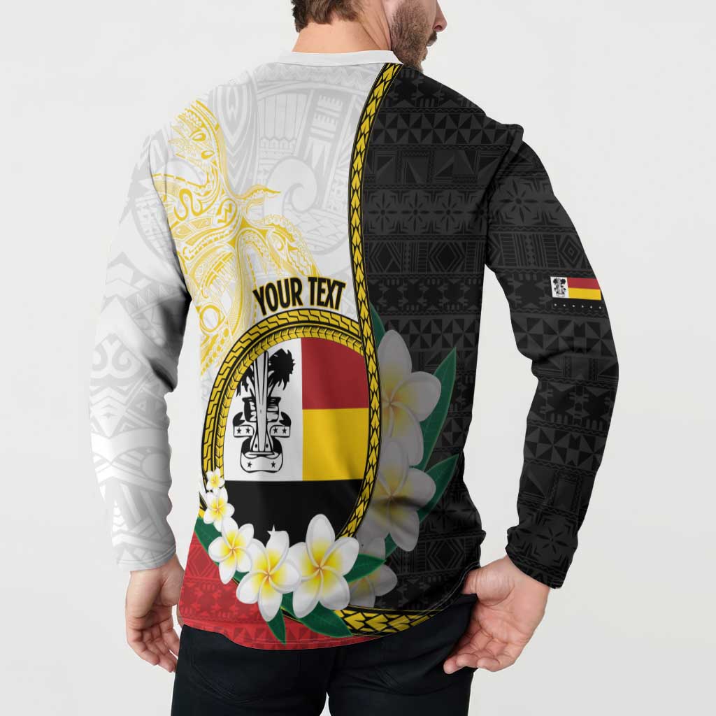 Personalised PNG Madang Provins Button Sweatshirt Papua New Guinea Plumeria Melanesian Pattern - Polynesian Pride