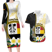Personalised PNG Madang Provins Couples Matching Long Sleeve Bodycon Dress and Hawaiian Shirt Papua New Guinea Plumeria Melanesian Pattern - Polynesian Pride
