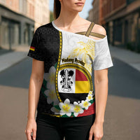 Personalised PNG Madang Provins Cross Shoulder Shirt Papua New Guinea Plumeria Melanesian Pattern - Polynesian Pride