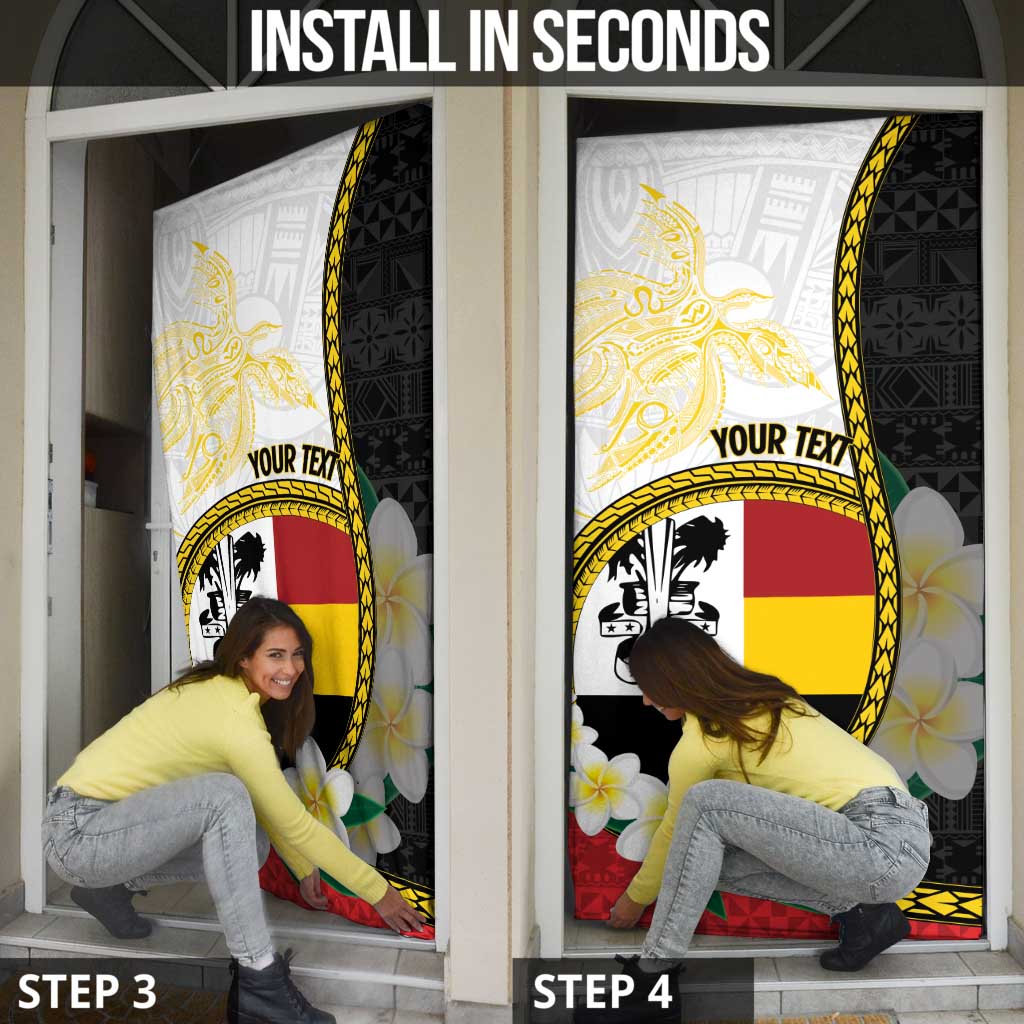 Personalised PNG Madang Provins Door Cover Papua New Guinea Plumeria Melanesian Pattern - Polynesian Pride