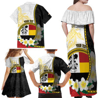 Personalised PNG Madang Provins Family Matching Off Shoulder Maxi Dress and Hawaiian Shirt Papua New Guinea Plumeria Melanesian Pattern - Polynesian Pride