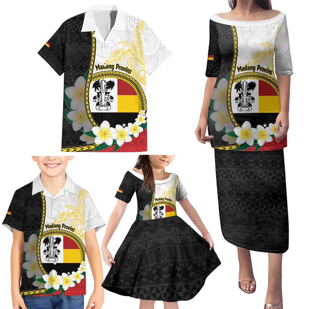 Personalised PNG Madang Provins Family Matching Puletasi and Hawaiian Shirt Papua New Guinea Plumeria Melanesian Pattern - Polynesian Pride