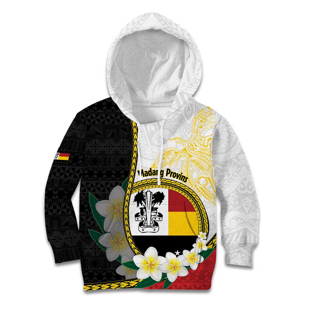Personalised PNG Madang Provins Kid Hoodie Papua New Guinea Plumeria Melanesian Pattern - Polynesian Pride