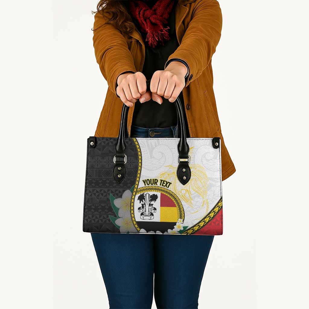 Personalised PNG Madang Provins Leather Bag Papua New Guinea Plumeria Melanesian Pattern - Polynesian Pride