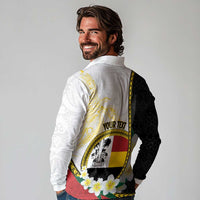 Personalised PNG Madang Provins Long Sleeve Polo Shirt Papua New Guinea Plumeria Melanesian Pattern - Polynesian Pride