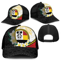 PNG Madang Provins Mesh Trucker Cap Papua New Guinea Plumeria Melanesian Pattern - Polynesian Pride