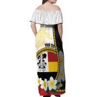 Personalised PNG Madang Provins Off Shoulder Maxi Dress Papua New Guinea Plumeria Melanesian Pattern - Polynesian Pride