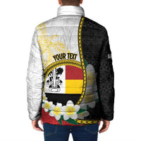 Personalised PNG Madang Provins Padded Jacket Papua New Guinea Plumeria Melanesian Pattern - Polynesian Pride