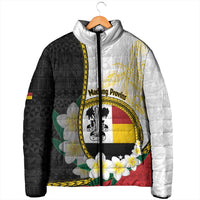 Personalised PNG Madang Provins Padded Jacket Papua New Guinea Plumeria Melanesian Pattern - Polynesian Pride