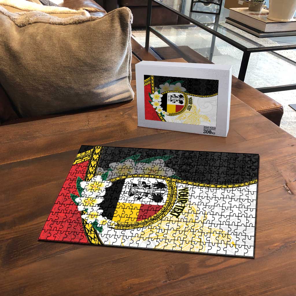 Personalised PNG Madang Provins Puzzle Papua New Guinea Plumeria Melanesian Pattern - Polynesian Pride