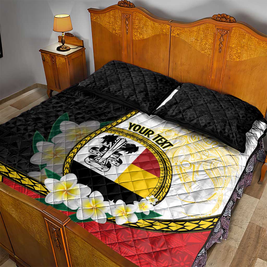 Personalised PNG Madang Provins Quilt Bed Set Papua New Guinea Plumeria Melanesian Pattern - Polynesian Pride
