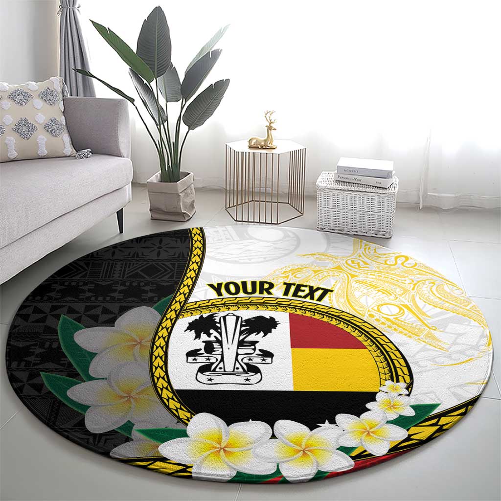 Personalised PNG Madang Provins Round Carpet Papua New Guinea Plumeria Melanesian Pattern - Polynesian Pride
