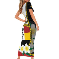 Personalised PNG Madang Provins Short Sleeve Bodycon Dress Papua New Guinea Plumeria Melanesian Pattern LT14 - Polynesian Pride