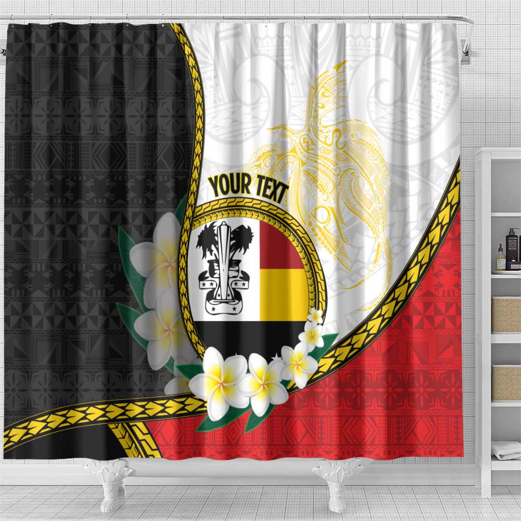 Personalised PNG Madang Provins Shower Curtain Papua New Guinea Plumeria Melanesian Pattern - Polynesian Pride