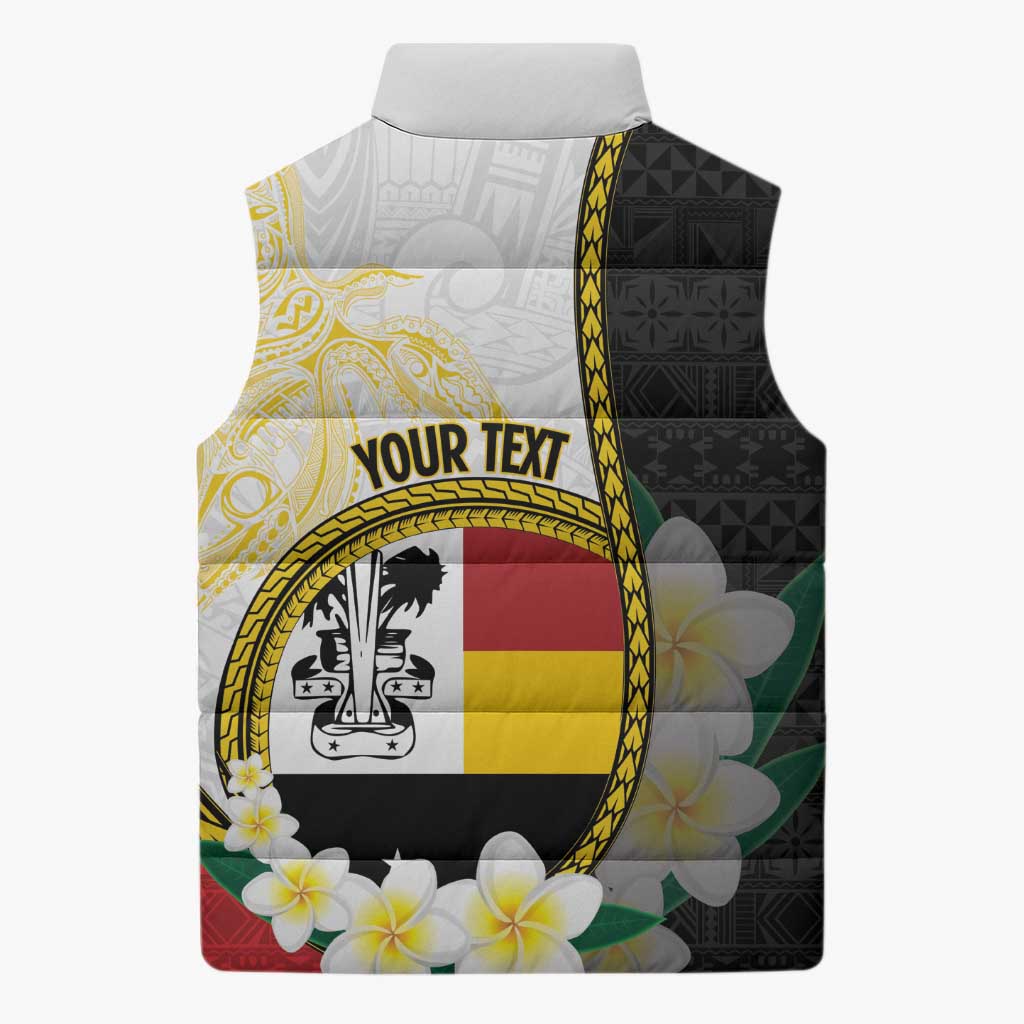 Personalised PNG Madang Provins Sleeveless Puffer Jacket Papua New Guinea Plumeria Melanesian Pattern - Polynesian Pride