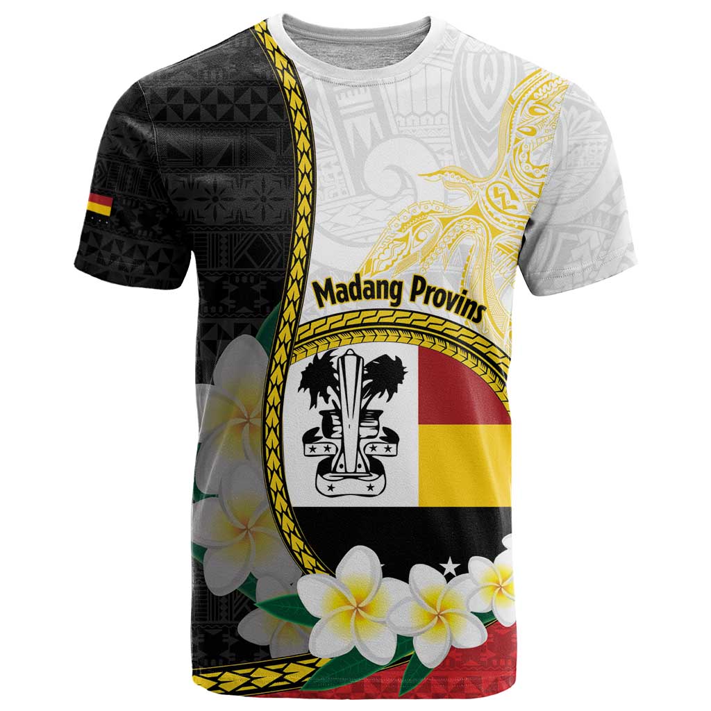 Personalised PNG Madang Provins T Shirt Papua New Guinea Plumeria Melanesian Pattern - Polynesian Pride