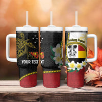 Personalised PNG Madang Provins Tumbler With Handle Papua New Guinea Plumeria Melanesian Pattern - Polynesian Pride
