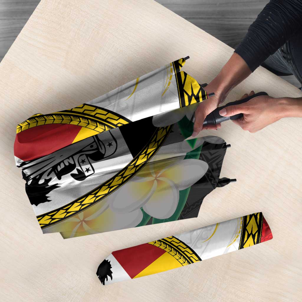 Personalised PNG Madang Provins Umbrella Papua New Guinea Plumeria Melanesian Pattern - Polynesian Pride