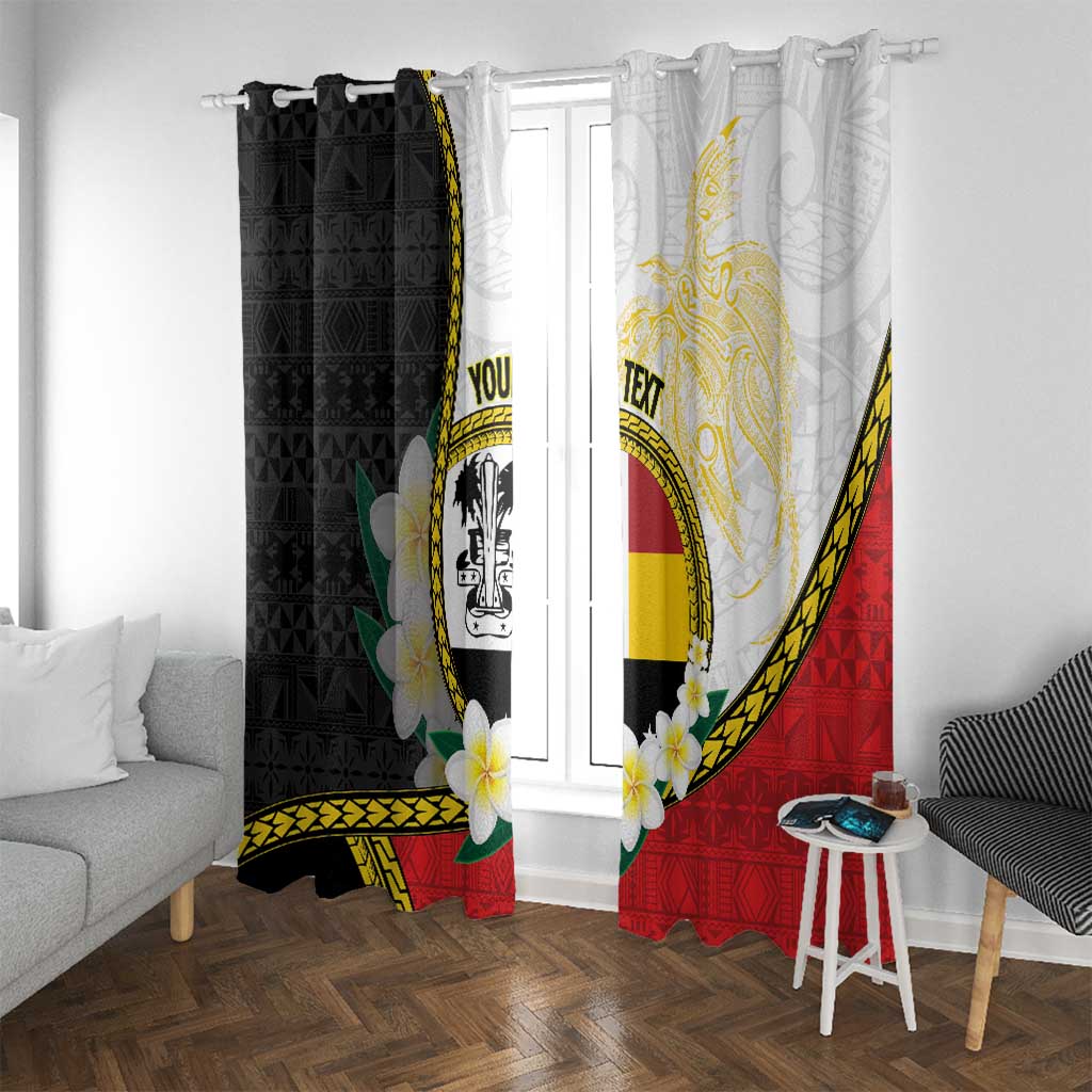 Personalised PNG Madang Provins Window Curtain Papua New Guinea Plumeria Melanesian Pattern - Polynesian Pride
