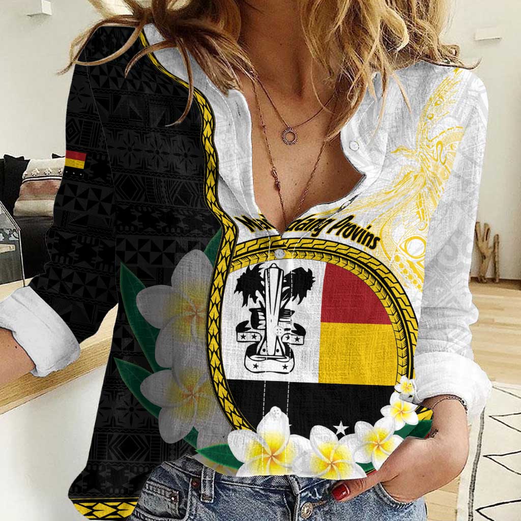 Personalised PNG Madang Provins Women Casual Shirt Papua New Guinea Plumeria Melanesian Pattern - Polynesian Pride