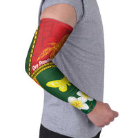 Personalised PNG Oro Provins Arm Sleeves Papua New Guinea Plumeria Melanesian Pattern - Polynesian Pride