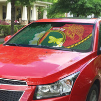 Personalised PNG Oro Provins Auto Sun Shade Papua New Guinea Plumeria Melanesian Pattern - Polynesian Pride