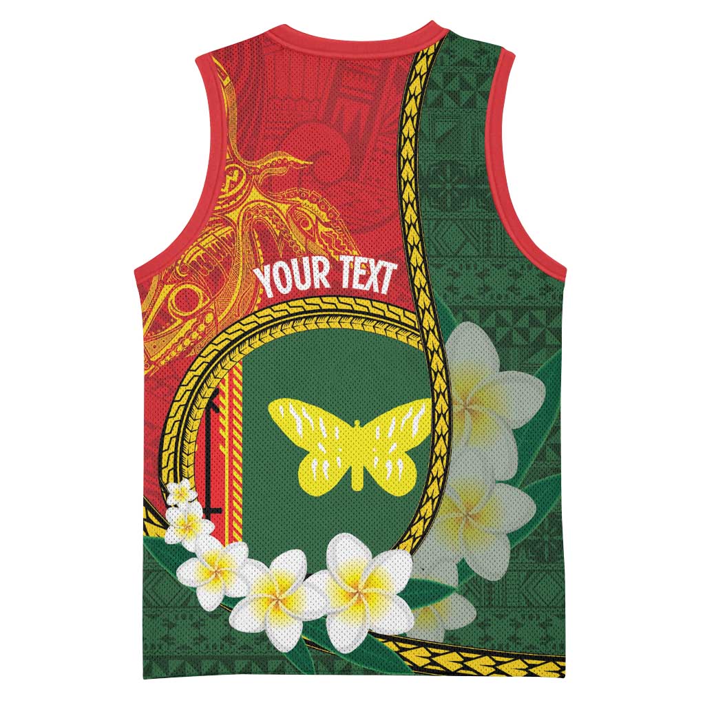 Personalised PNG Oro Provins Basketball Jersey Papua New Guinea Plumeria Melanesian Pattern - Polynesian Pride