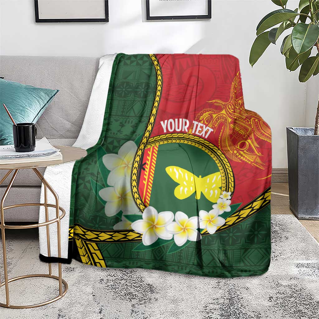 Personalised PNG Oro Provins Blanket Papua New Guinea Plumeria Melanesian Pattern - Polynesian Pride