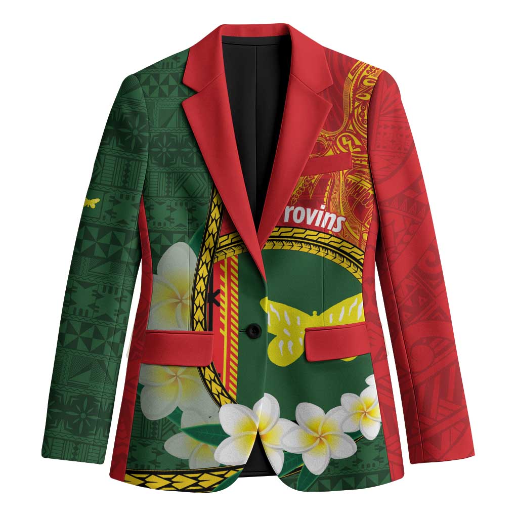 Personalised PNG Oro Provins Blazer Papua New Guinea Plumeria Melanesian Pattern - Polynesian Pride