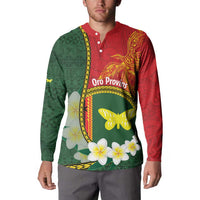 Personalised PNG Oro Provins Button Sweatshirt Papua New Guinea Plumeria Melanesian Pattern - Polynesian Pride