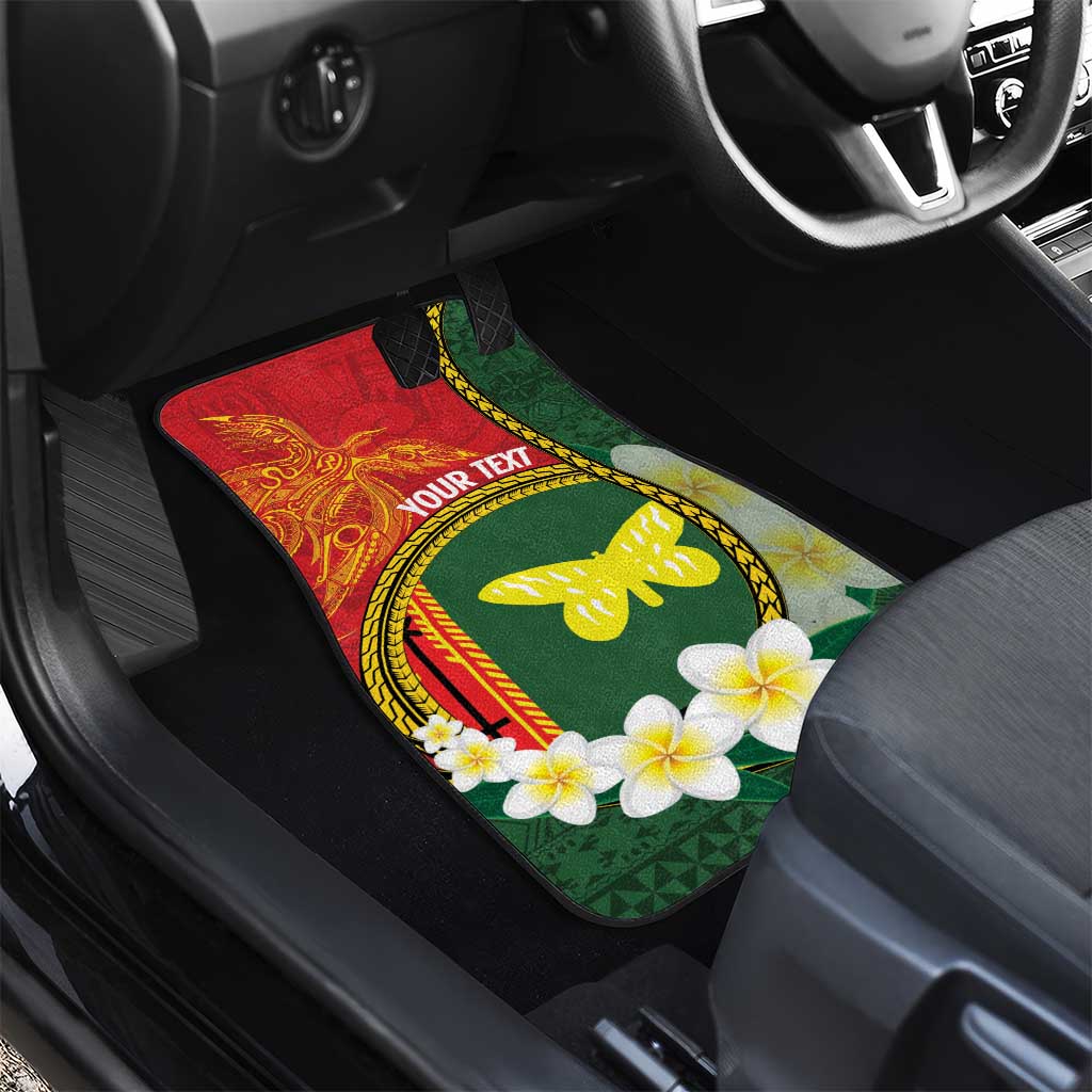 Personalised PNG Oro Provins Car Mats Papua New Guinea Plumeria Melanesian Pattern - Polynesian Pride