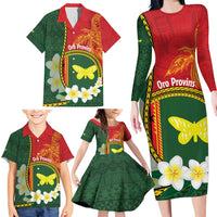 Personalised PNG Oro Provins Family Matching Long Sleeve Bodycon Dress and Hawaiian Shirt Papua New Guinea Plumeria Melanesian Pattern - Polynesian Pride