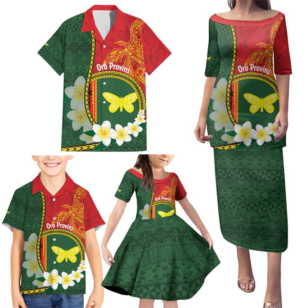 Personalised PNG Oro Provins Family Matching Puletasi and Hawaiian Shirt Papua New Guinea Plumeria Melanesian Pattern - Polynesian Pride