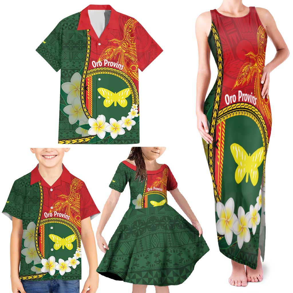 Personalised PNG Oro Provins Family Matching Tank Maxi Dress and Hawaiian Shirt Papua New Guinea Plumeria Melanesian Pattern - Polynesian Pride