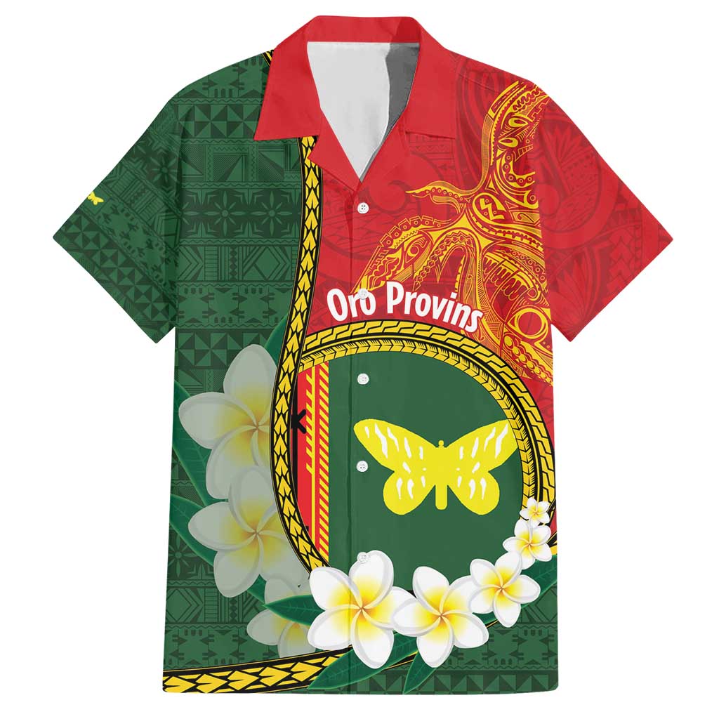 Personalised PNG Oro Provins Hawaiian Shirt Papua New Guinea Plumeria Melanesian Pattern - Polynesian Pride