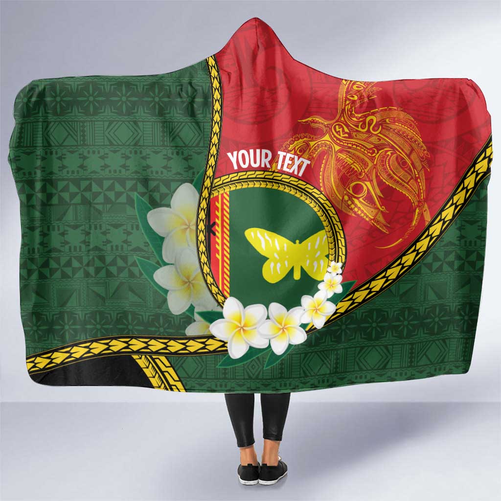 Personalised PNG Oro Provins Hooded Blanket Papua New Guinea Plumeria Melanesian Pattern - Polynesian Pride